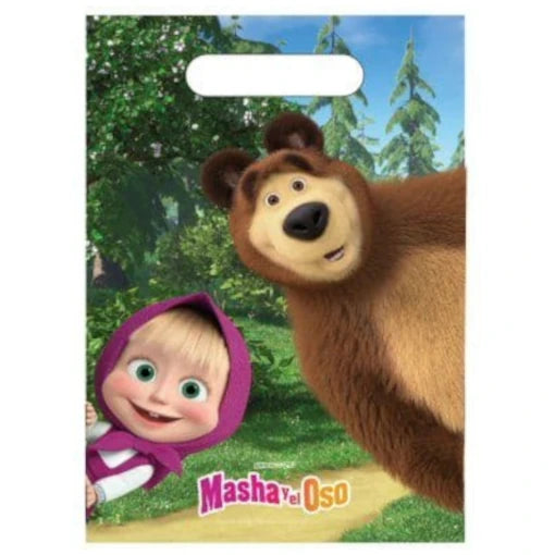 Masha and the Bear Plastic Party Loot Bags (pack of 6)