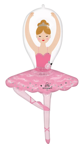 Ballerina Girl Supershape Foil Balloon, 109 cm, Helium-Ready for Kids’ Parties