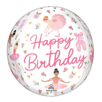 Happy Birthday Ballerina Girl Orbz Foil Balloon, 38 x 40 cm, for Kids’ Parties