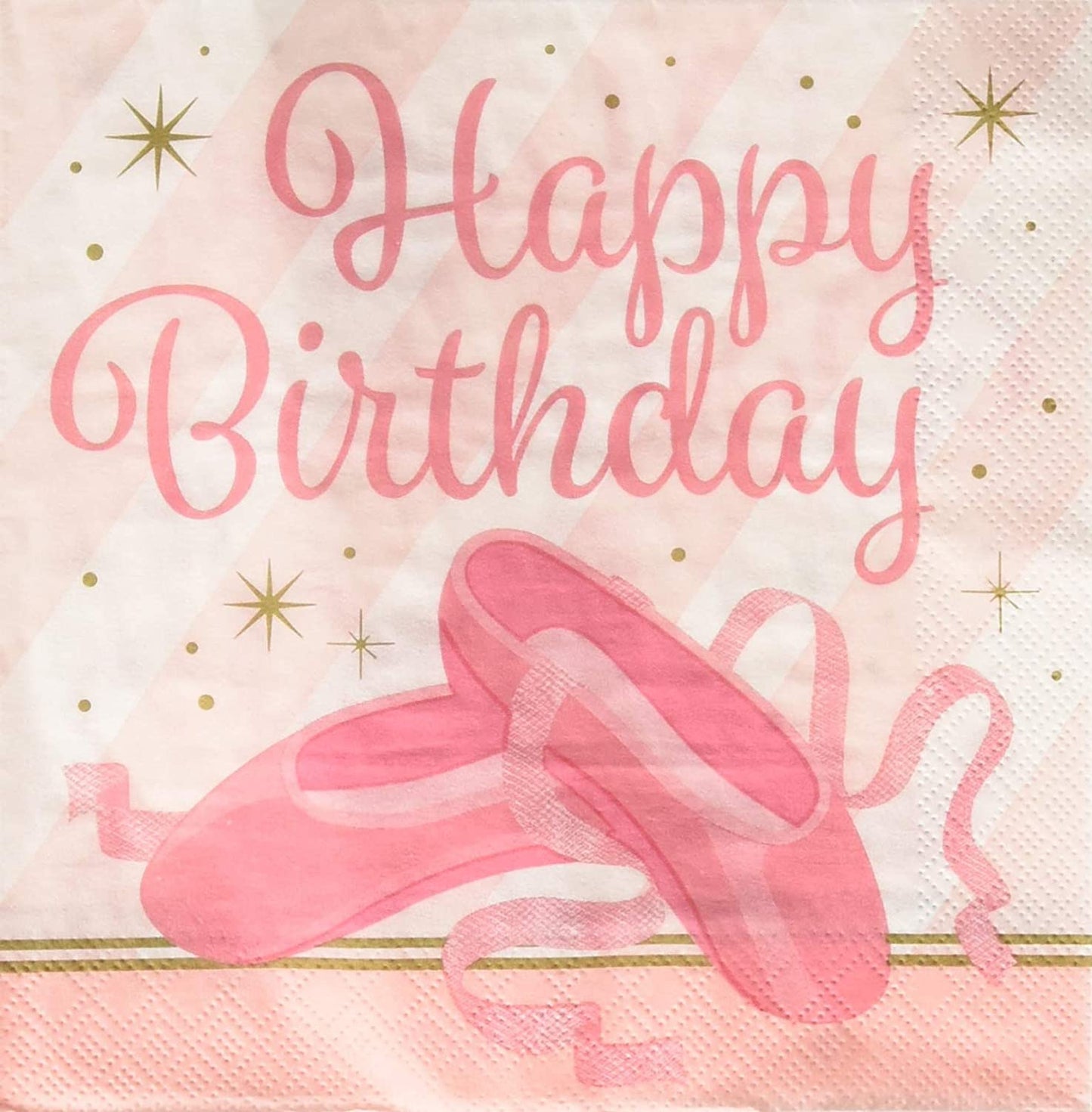 Ballerina Happy Birthday Napkins, 33 cm, Pack of 16, 2-Ply for Kids’ Parties