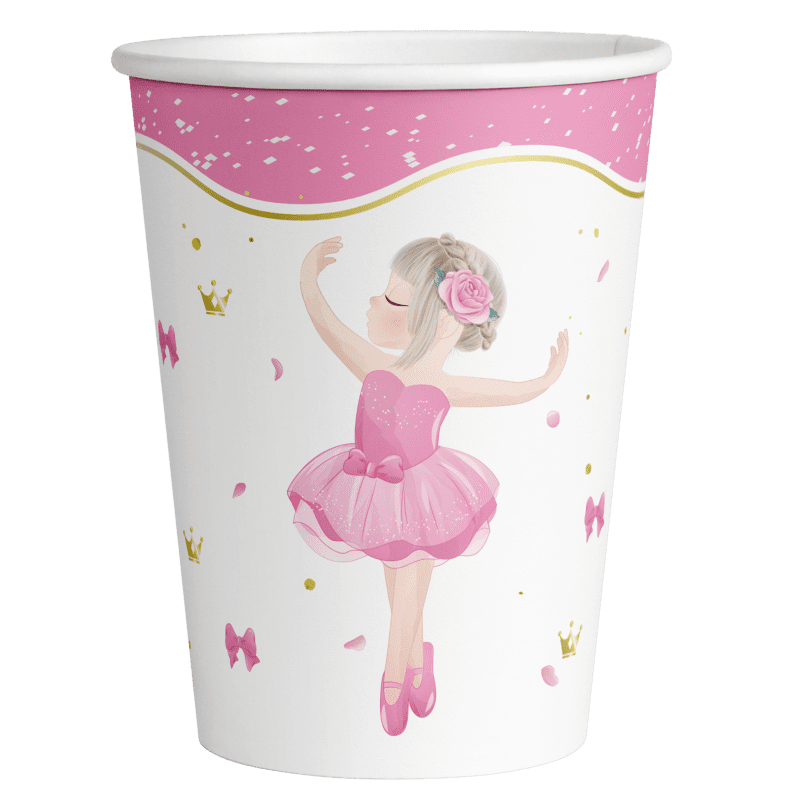 Ballerina Paper Party Cups, 250 ml, Pack of 8 for Children’s Ballet Parties