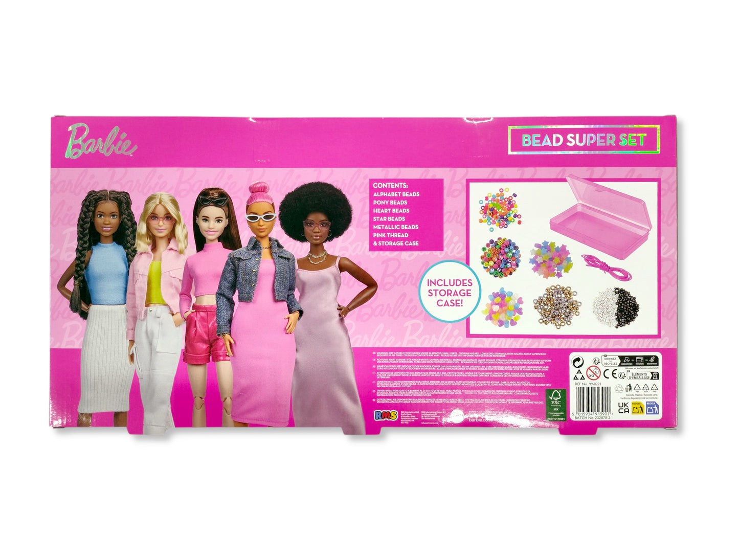 Close-up of colourful beads in fun shapes from Barbie Large Bead Set