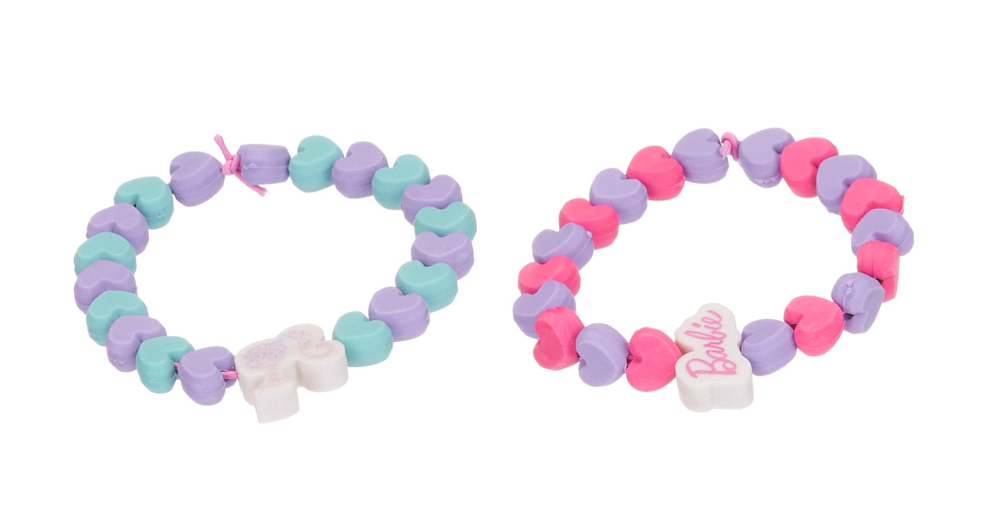 Close-up of crafting eraser rubber bands in Barbie Friendship Kit