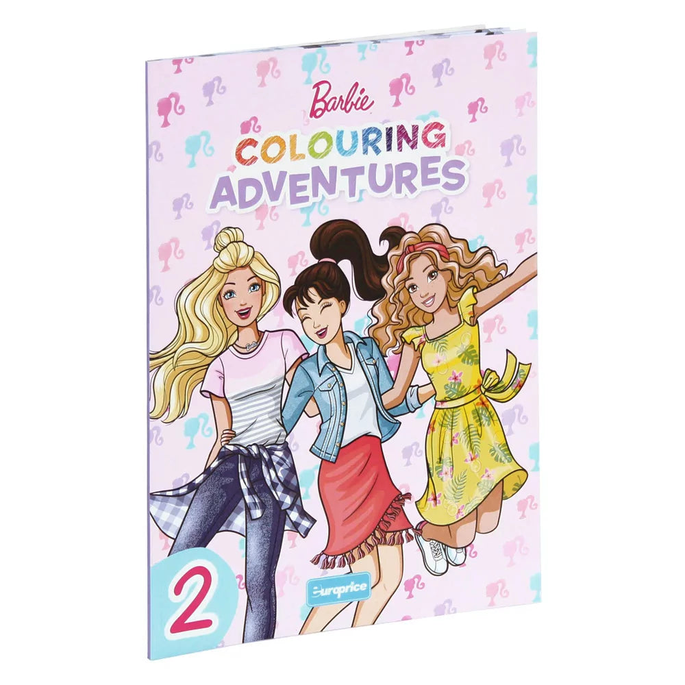 Barbie Colouring Adventures 2 Book front cover with glamorous outlines on cardboard, 32 pages 28x21cm for ages 4-6
