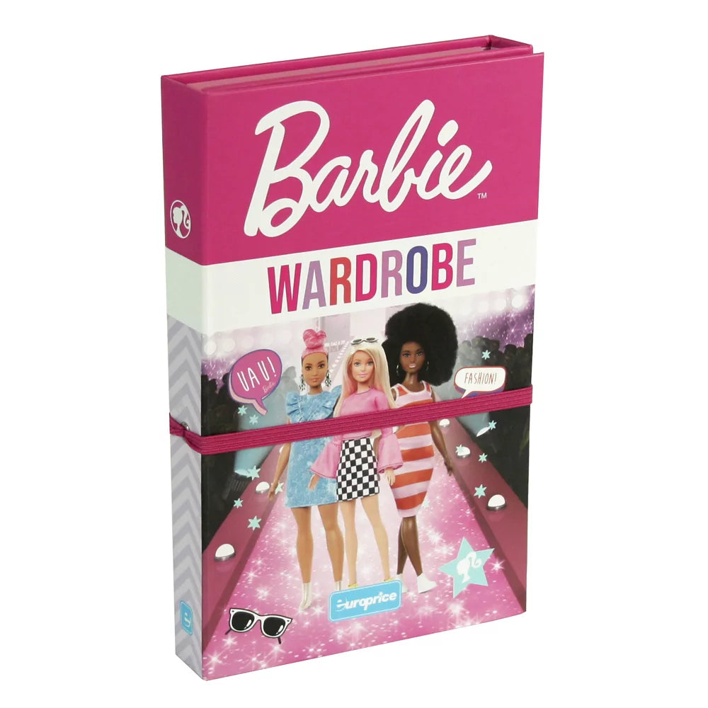 Barbie Wardrobe Paper Doll Colouring Book front cover with stylish outlines on cardboard, 32 pages 12x19x2cm for ages 7-11