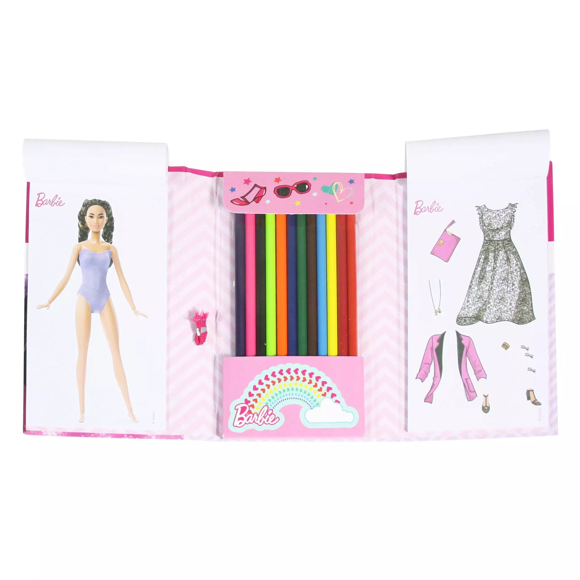 Additional interior view of Barbie Wardrobe Book featuring mix-and-match doll designs for dressing-up fun