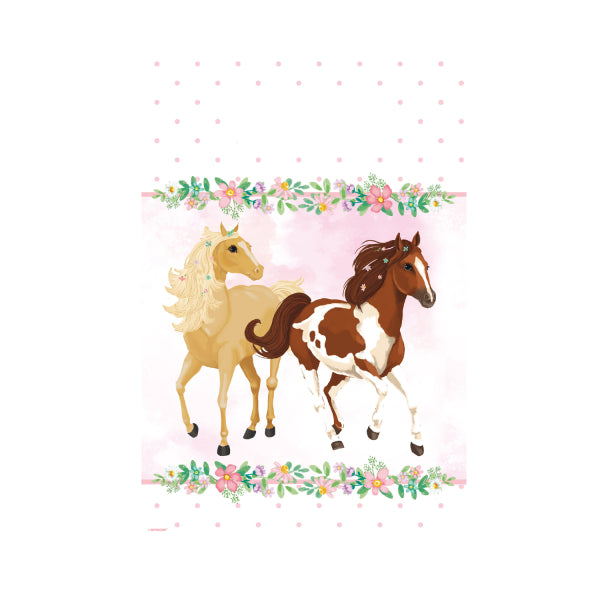 Beautiful Horses 8 Paper Bags 23.5x16cm with two horses and floral motifs in pastel colours