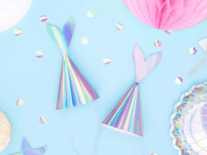 Mermaid, Iridescent Party Hats (Pack of 6) - Anilas UK