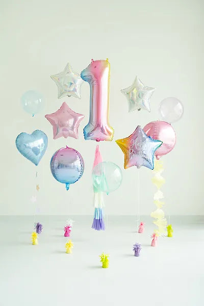 Pastel Rainbow Number 1 Foil balloon, 86cm - Anilas UK