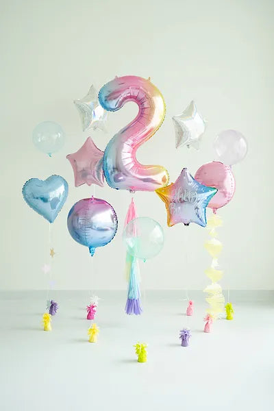 Pastel Rainbow Number 2 Foil balloon, 86cm - Anilas UK