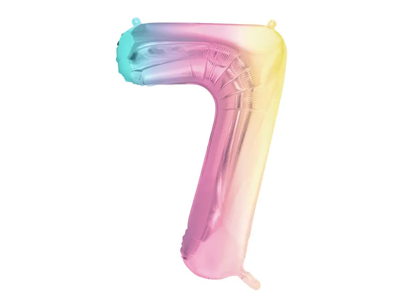 Pastel Rainbow Number 7 Foil balloon, 86cm - Anilas UK