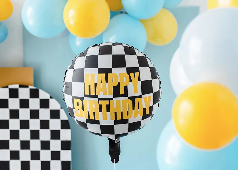 18" Checkered flag Birthday Party Balloons - Anilas UK