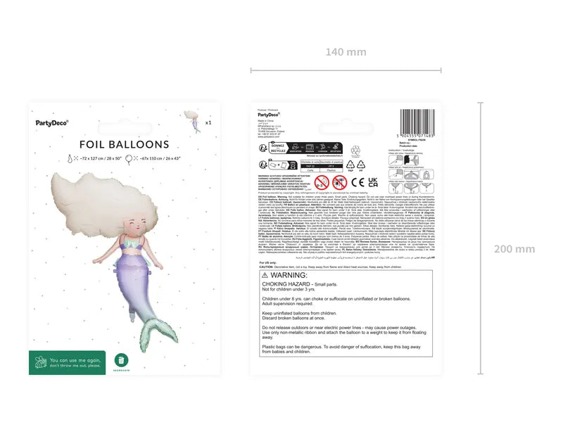 Foil balloon Mermaid 72 x 52 cm - Anilas UK