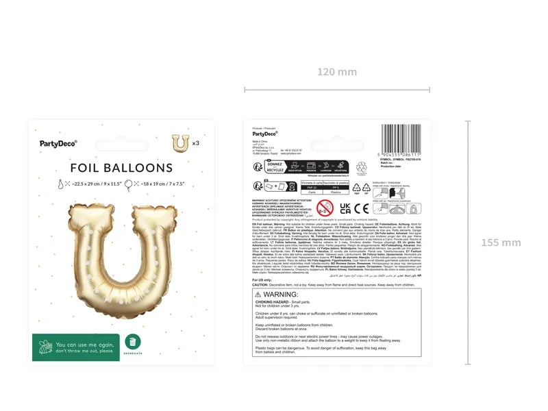 Horseshoe Shaped Foil Balloons  for Garlands (Set of 3) 18 x 19 cm.
