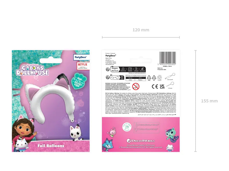 Gabby Cat Ears Foil Balloon, 21.5x21 cm - Anilas UK