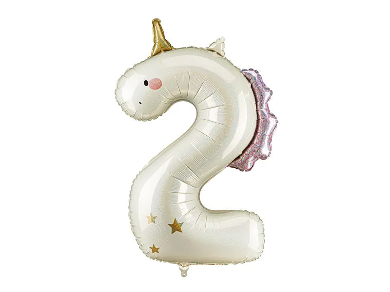 Unicorn Number 2 Foil balloon, 93cm - Anilas UK