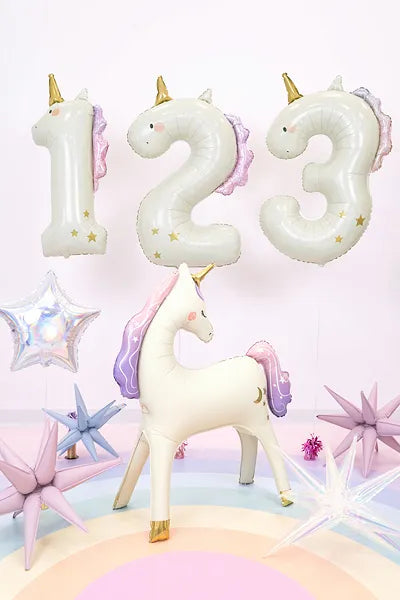 Unicorn Number 3 Foil Balloon, 93cm - Anilas UK