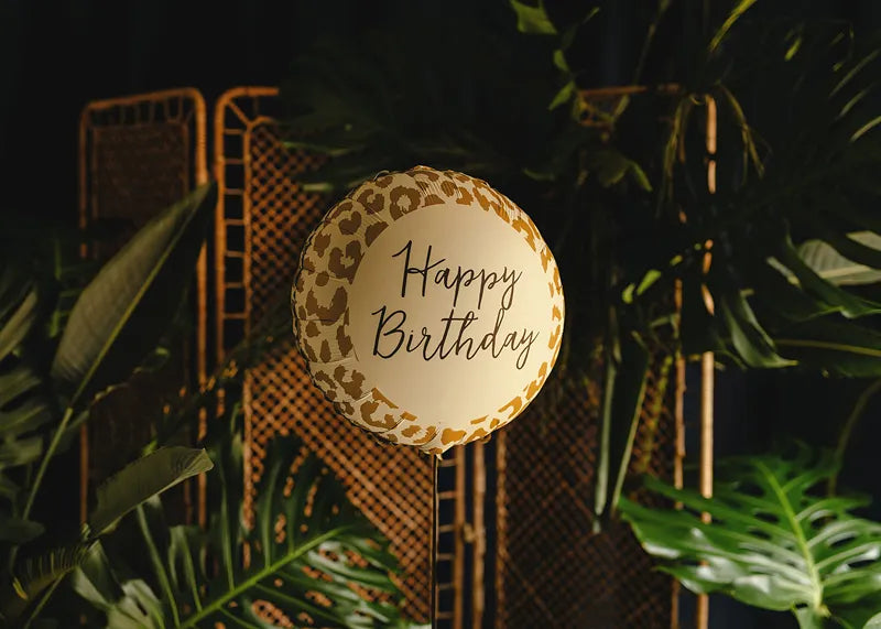 Foil balloon tablet ''Happy Birthday'' with leopard print, 35x35 cm - Anilas UK