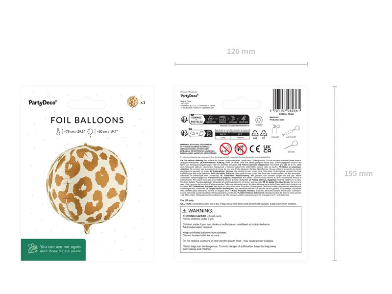 Foil balloon Cheetah Spots Ball, 75 cm - Anilas UK