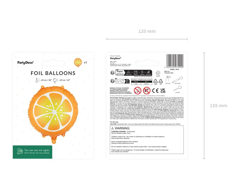 Foil balloon Orange, 35 cm - Anilas UK