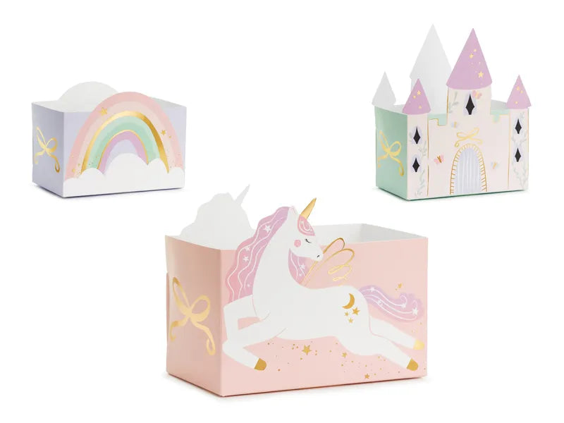 Castle and Unicorns snack boxes 12 x 7.5 cm (Pack of 6) - Anilas UK
