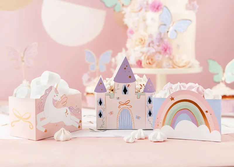Castle and Unicorns snack boxes 12 x 7.5 cm (Pack of 6) - Anilas UK