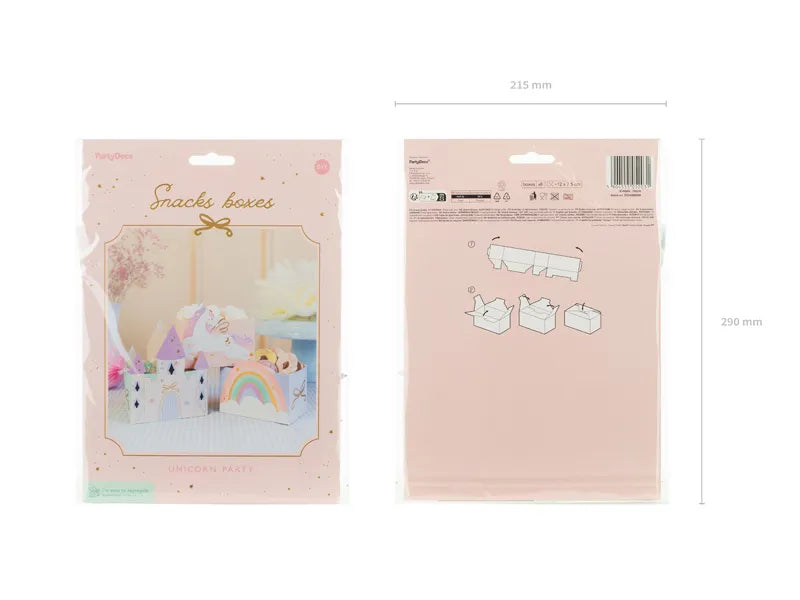 Castle and Unicorns snack boxes 12 x 7.5 cm (Pack of 6) - Anilas UK
