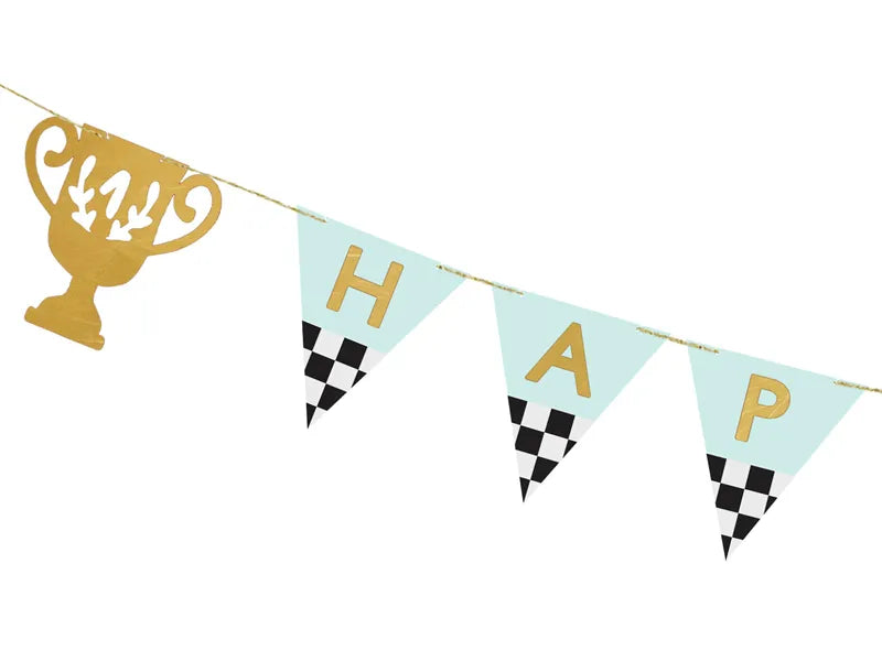 Banner Happy Birthday Racing Cars, 2.5 m - Anilas UK
