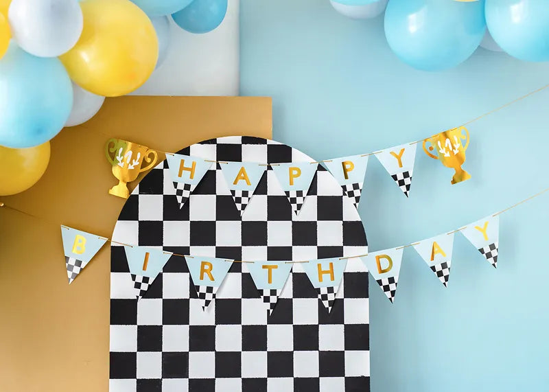 Banner Happy Birthday Racing Cars, 2.5 m - Anilas UK
