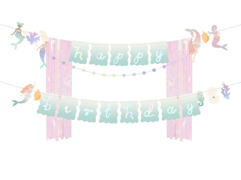 Banner Happy Birthday Mermaid 130 x 100 cm - Anilas UK