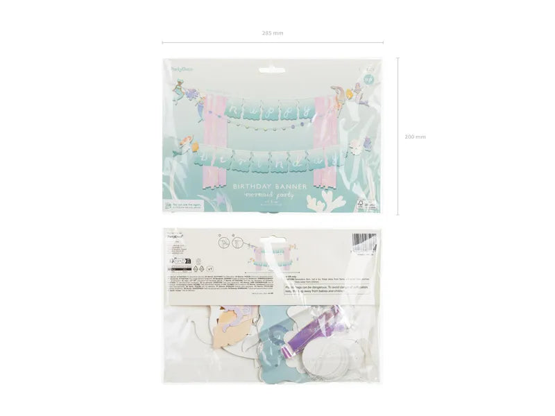 Banner Happy Birthday Mermaid 130 x 100 cm - Anilas UK