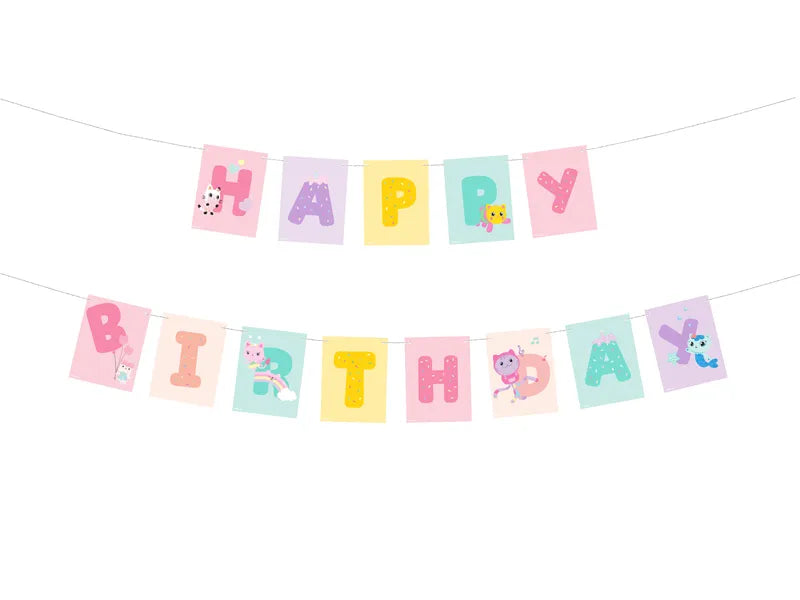 Banner Happy Birthday Gabby's Dollhouse, 180 x 15 cm - Anilas UK