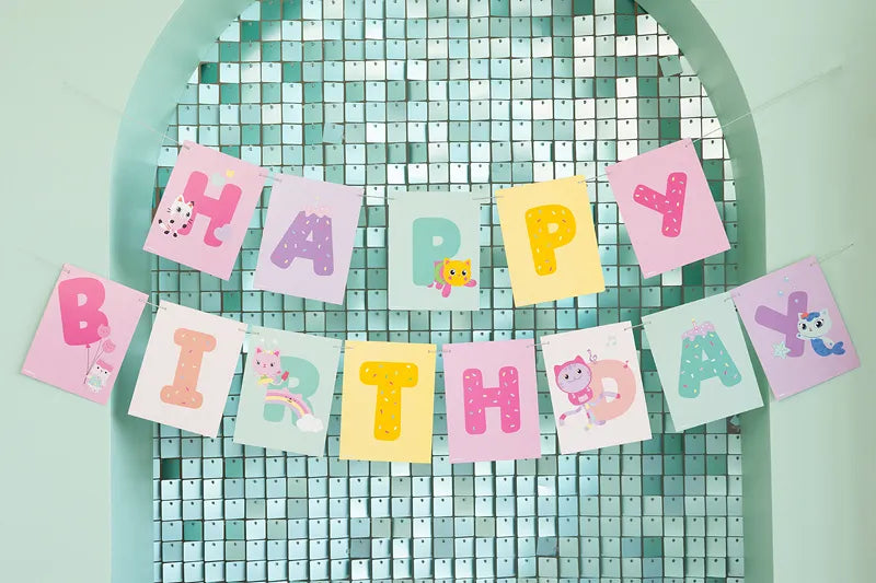 Banner Happy Birthday Gabby's Dollhouse, 180 x 15 cm - Anilas UK