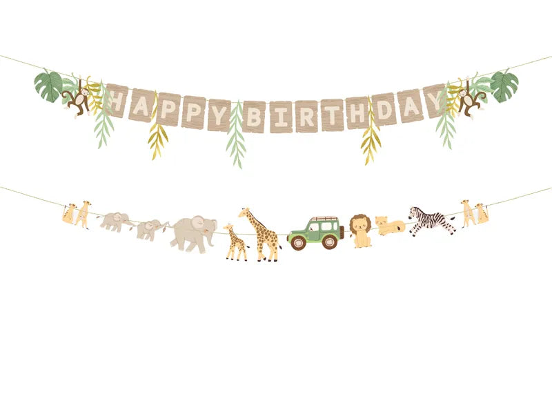 Safari Happy Birthday Party Banner - Anilas UK