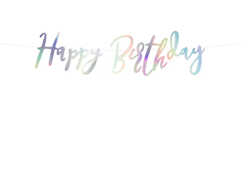 Iridescent Happy Birthday Banner 16.5 x 62 cm - Anilas UK