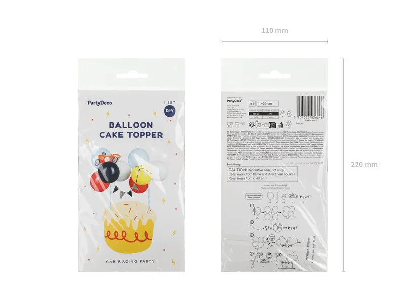 Balloon cake topper Racing Cars, 29 cm - Anilas UK