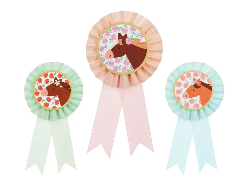 Horse Rosette Party Badges (Set of 3)