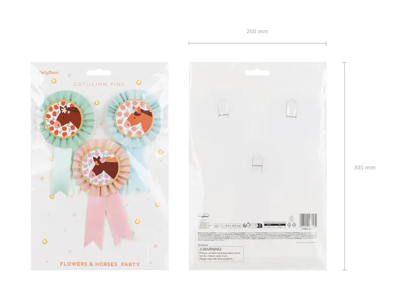 Horse Rosette Party Badges (Set of 3)