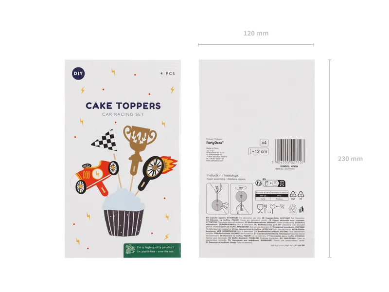 Cars Birthday Cake Toppers - 4 pieces - Anilas UK
