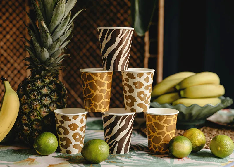Safari Spots Paper Cups 220 ml (Pack of 6) - Anilas UK