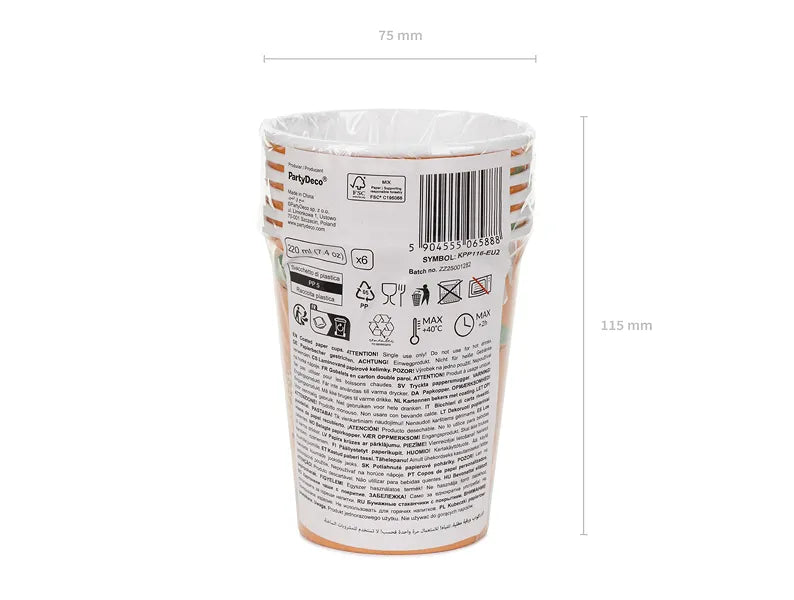 Safari Paper Cups 220 ml (Pack of 6) - Anilas UK