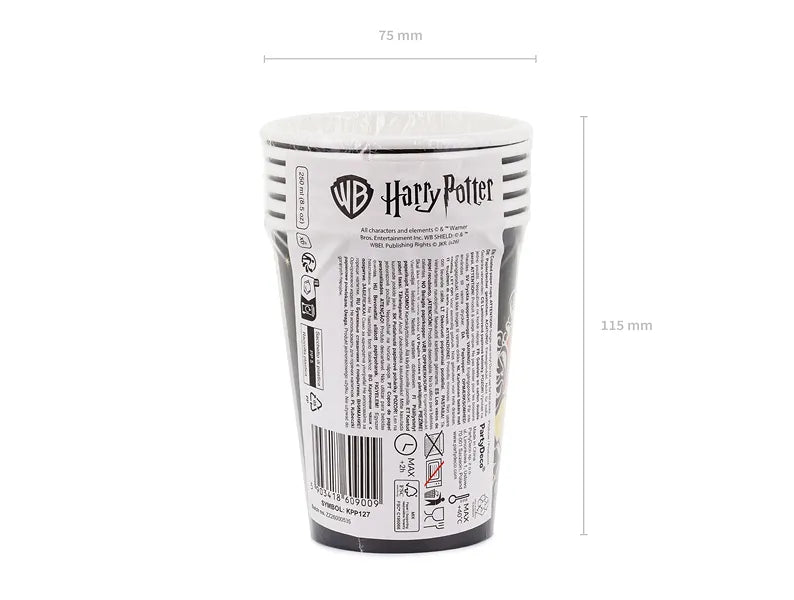 Harry Potter Hogwarts Crest Paper Cups 250 ml (Pack of 6)