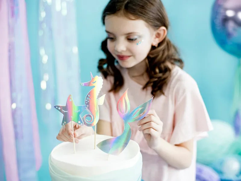 Mermaid, Iridescent Birthday Cake Toppers 24.5 cm - 3 pieces - Anilas UK
