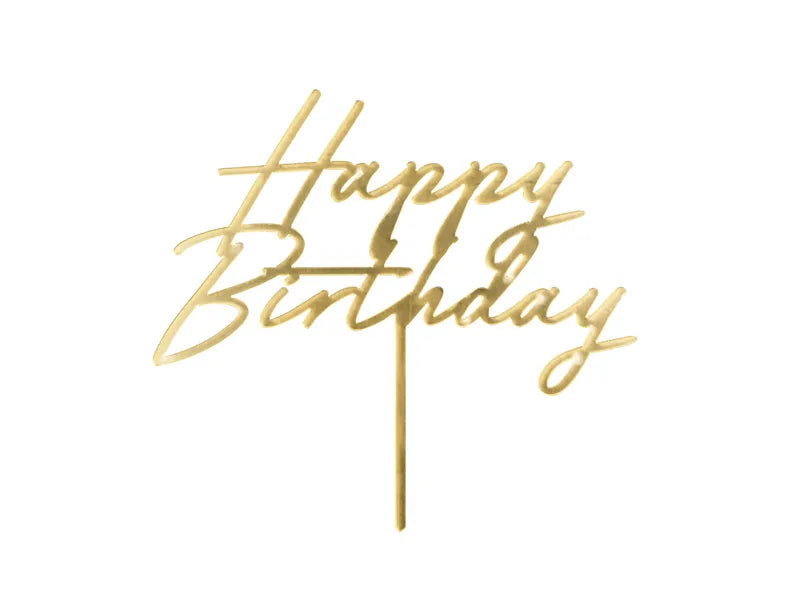 Cake topper Happy Birthday, 18x16.5 cm, gold - Anilas UK