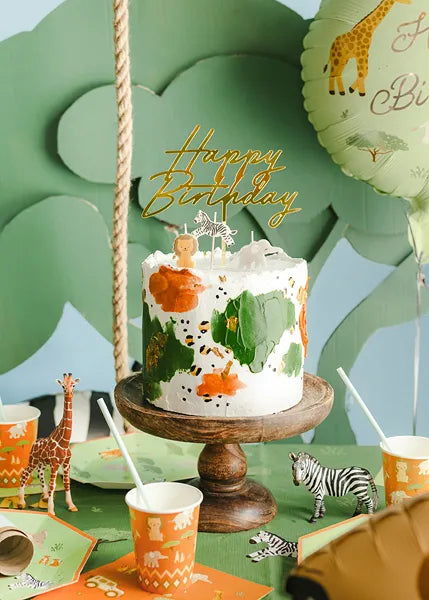 Cake topper Happy Birthday, 18x16.5 cm, gold - Anilas UK