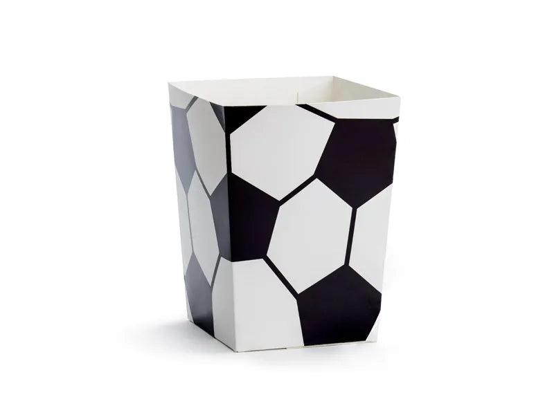 Football Paper Popcorn Boxes 7 x 7 x 12 cm (Pack of 6) - Anilas UK