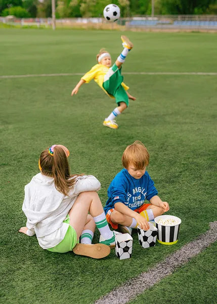Football Paper Popcorn Boxes 7 x 7 x 12 cm (Pack of 6) - Anilas UK