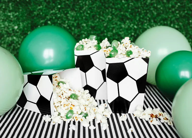 Football Paper Popcorn Boxes 7 x 7 x 12 cm (Pack of 6) - Anilas UK