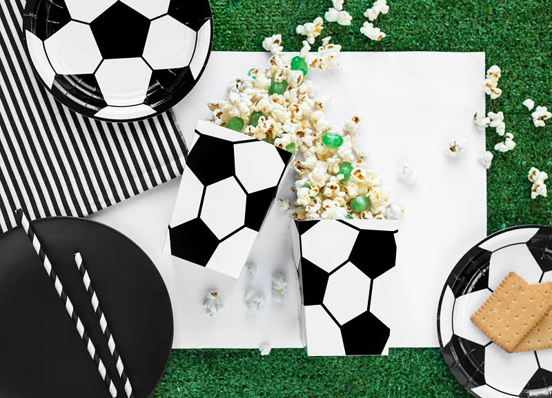 Football Paper Popcorn Boxes 7 x 7 x 12 cm (Pack of 6) - Anilas UK