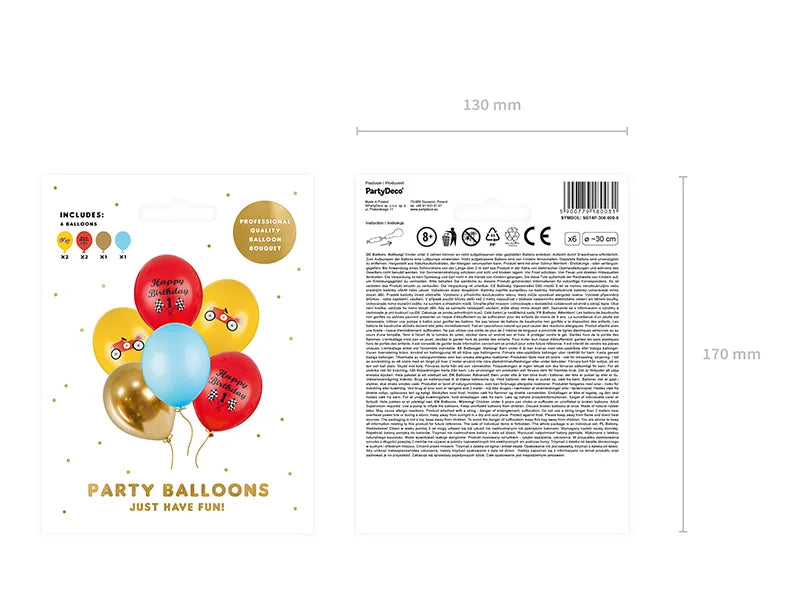 Racing Cars Strong Balloons 30 cm (6 pack) - Anilas UK